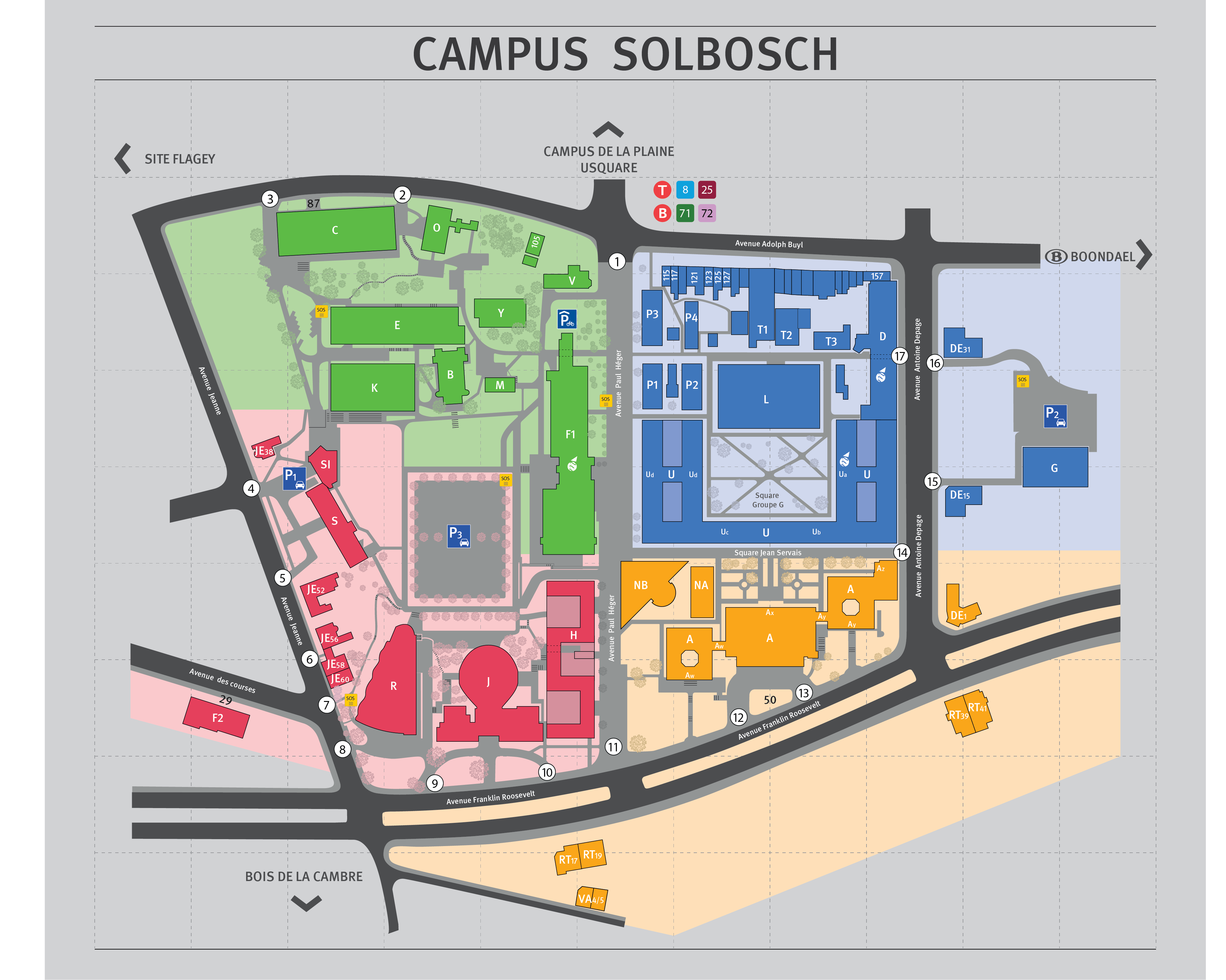 Plan campus Solbosch - ULB